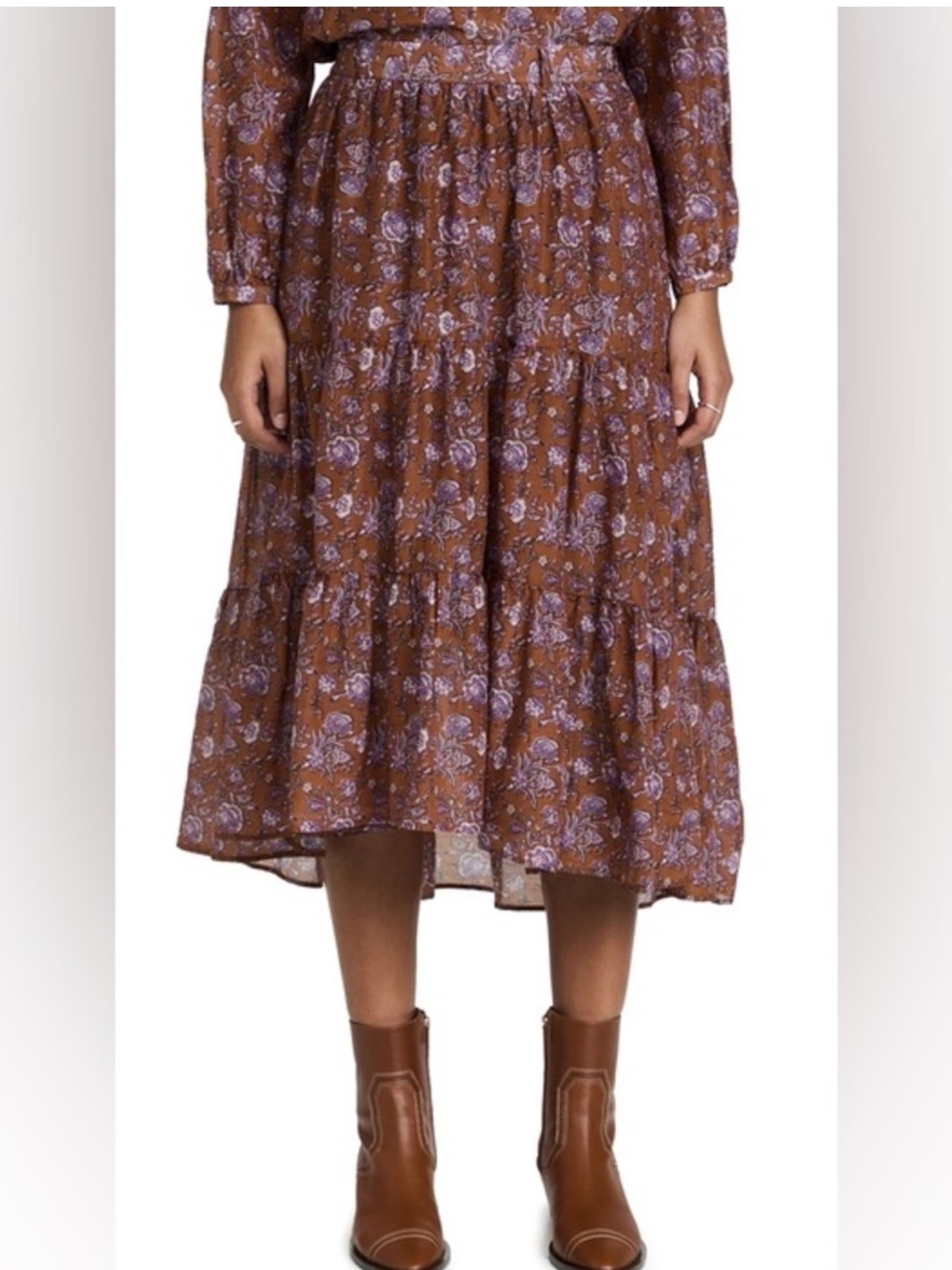 Xirena Iris Midi Skirt in Golden Clover XS Cotton/Silk